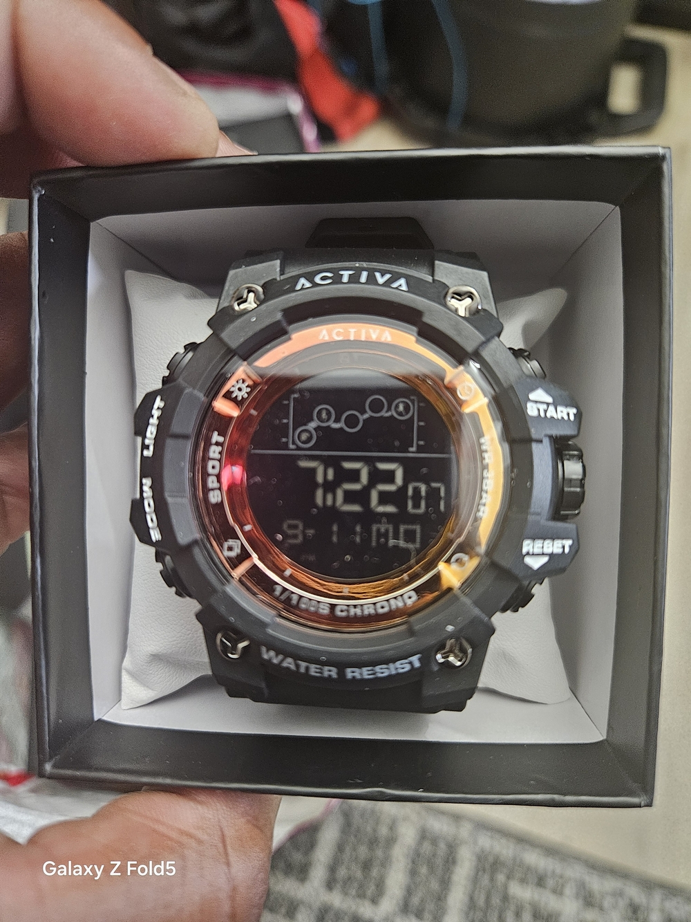 Activa Black and Orange Accent Digital Sport Watch